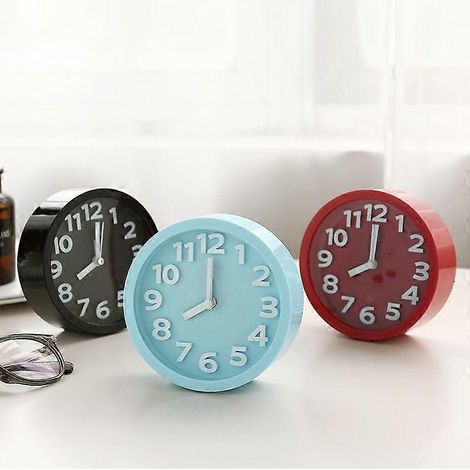 Réveil simple, créatif et unique pour étudiants/enfants, horloge de chevet silencieuse à quartz, objet de décoration de bureau, réveil, horloge numérique, rond, rose. (1/5)