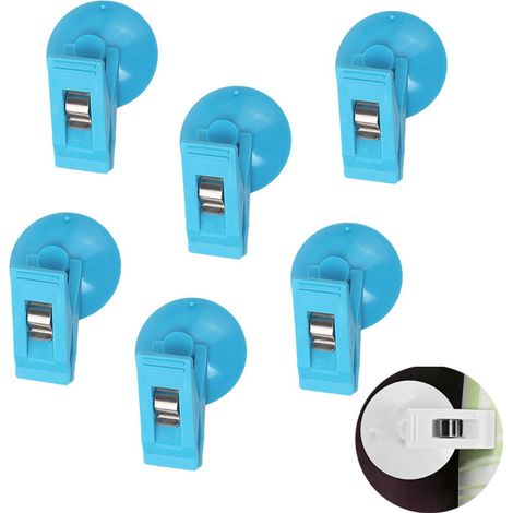 Confezione da 12 clip a ventosa blu da 40 mm per tenda da doccia, cucina e frigorifero (1/5)