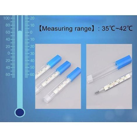 Lot de 2 thermomètres en verre au mercure, échelle claire, usage médical, pour adultes et bébés (1/5)