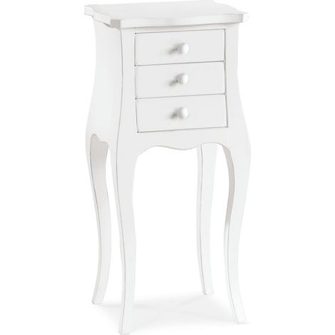 Comodino Francesino in legno bianco opaco