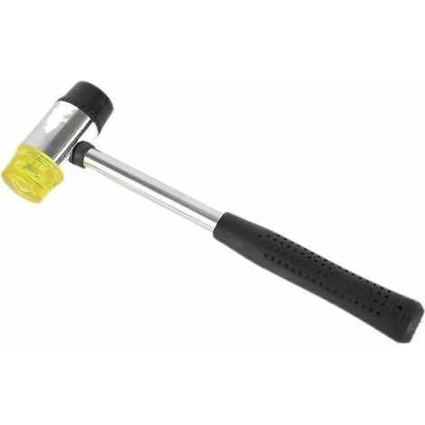 1pcs Maillet en Caoutchouc Maillet Double Face Marteau Poignée en Caoutchouc Antidérapant Noir et Jaune Pour le Bois l’Artisant le Cuir (1/5)