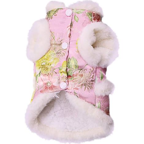 Pet New Year Cheongsam Tang Dynasty Cat Dress Winter Warm Clothing (pink, XL) (1/4)