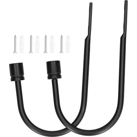 2 Pièces Crochet Rideau en Alliage d'Aluminium en Forme de U, Support Fixe pour Draperies - Bureau, Chambre, Maison (Noir) (1/5)
