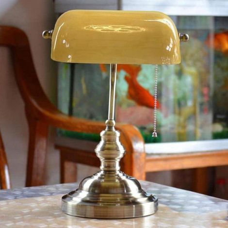 Abat-jour - Verre - Lampe De Banquier - Jaune - Intérieur - 22,5 x 13,5 x 7,5 cm (1/4)