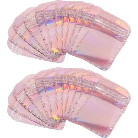 Sachets de rangement transparents pour bijoux, compatibles avec le rangement, lot de 200 sachets roses (1/5)