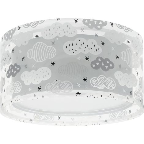 Plafonnier enfant Clouds Gris Nuages, Lustre chambre Enfant, Lampe de Plafond, 41416E, E27 (1/4)