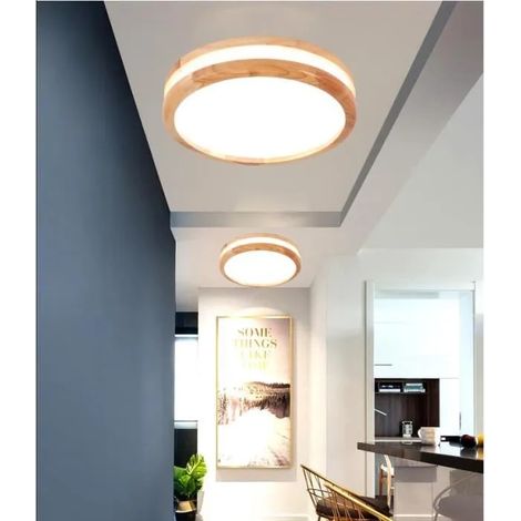 2pcs Plafonnier LED Retro,Lustre Plafonnier Industriel Vintage en Bois Style Campagne pour Salon Chambre,Luminaire Froide (1/4)