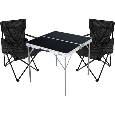 3-teiliges Campingmöbel Set Schwarz - Schwarz-MMC330883B+2xMPO2430 (1/5)