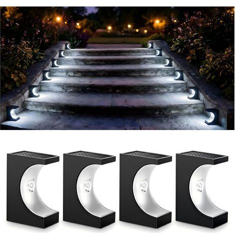 Set of 4 solar stair lights, waterproof LED outdoor decorative stair lights, white light. (1/5)