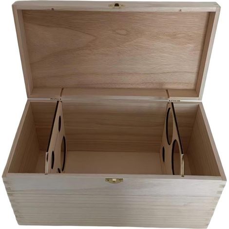 Caisse en sapin naturel 4 bouteilles, 35,5x18x18 cm (lot de 3)