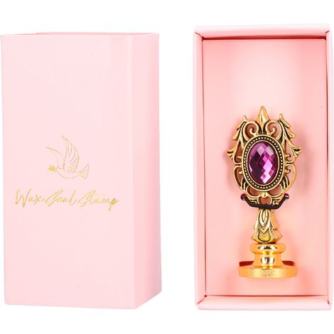 Boîte Cadeau Vintage à Poignée Amovible avec Sceau de Cire - Emballage Exquis à Motifs Décoratifs, Or Antique, Rose, Violet, Rouge, Strass - DIY (1/5)