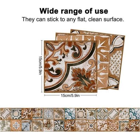 24 pièces Autocollants pour carrelage à peler et Coller 6x6 Autocollants muraux Auto-adhésifs pour carrelage PVC Multicol CARRELAGE (1/4)