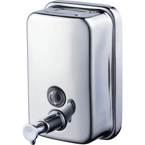 Dispensador de jabón mural de 500 ml (18 oz) para cocina y baño, acero inoxidable, cromo pulido - Crezuo