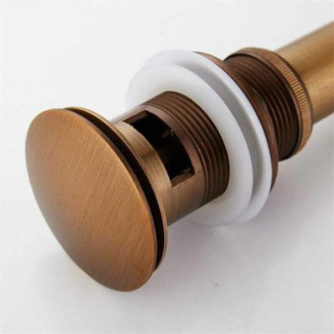 RHG Bonde de Lavabo sans Trop-plein Chrome, Universelle Pop -up Valve Bonde de Vidage Lavabo sans trop plein Laiton, Facile à Installer avec Notice, Pas de fuite d'eau