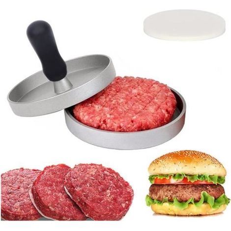 Presse Hamburger Antiadhésive,Presses à Hamburger, Presse Hamburger en Aluminium,Moule Steak Haché en Aluminium,Presse Burger avec (1/4)