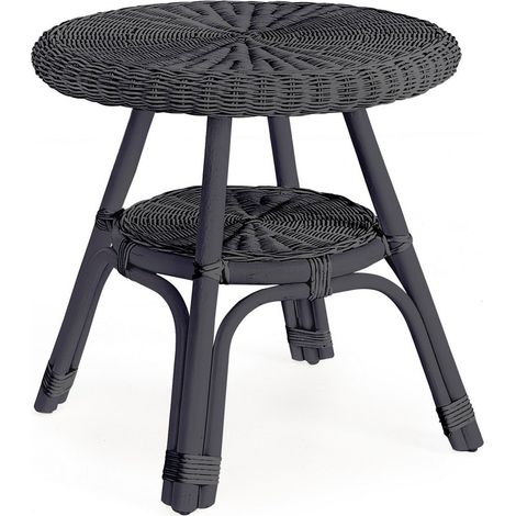 Bizzotto tavolino Allis midnight in rattan con intreccio in midollino Ø52x52h (1/2)