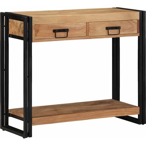 Konsolentisch mit Regal Braun 90 x 33 x 75 cm Massivholz Akazie