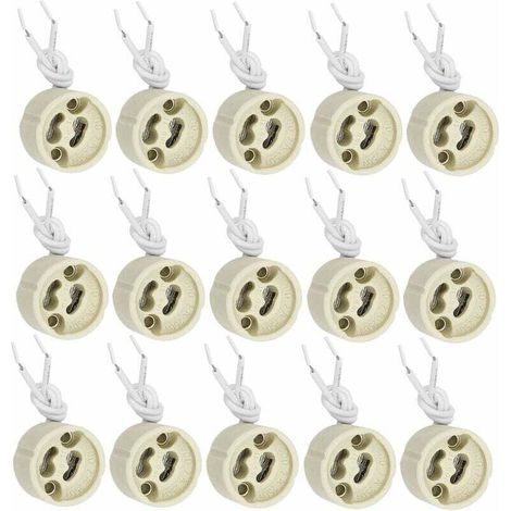 20 pezzi Portalampada GU10 Attacco GU10 Base in ceramica 2A 250V con cavo in silicone da 9 cm Adattatore connettore portalampada per LED e alogeni - KZQ (1/4)