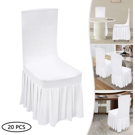 Lot de 20 housses de chaise blanches - 95% polyester 5% élasthanne - pour mariage, hôtel, banquet