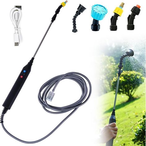 Pulvérisateur électrique rechargeable par USB, avec 4 buses et un tuyau de 5 m, pour l'arrosage et le lavage des plantes. (1/5)