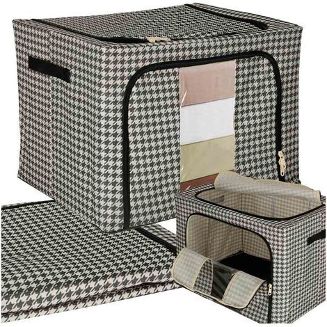 Organizador de ropa de cama para armario con perchero blanco negro 100l