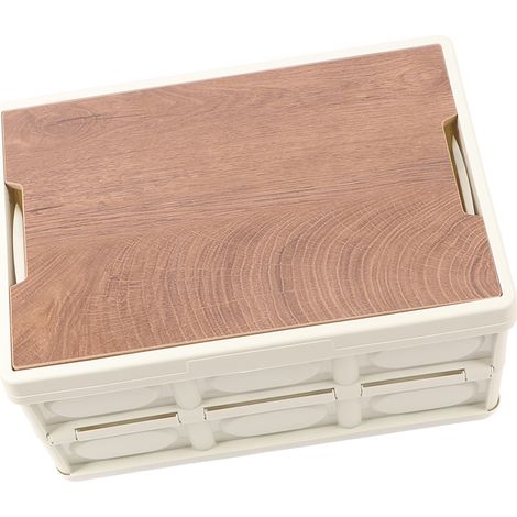 Auto-Aufbewahrungsbox, weiß, 30 l, großes Fassungsvermögen, faltbare Kunststoffbox mit Deckel, für Zuhause und Auto (1/5)