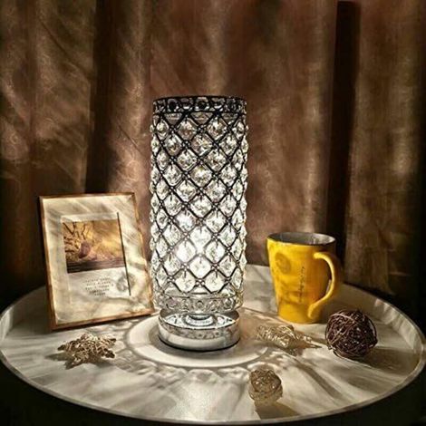 Lampe De Chevet En Cristal Et Argent, Abat-Jour Élégant Pour Chambre, Salon Ou Hôtel, Design Créatif Moderne (Ampoule Non Incluse) (1/4)