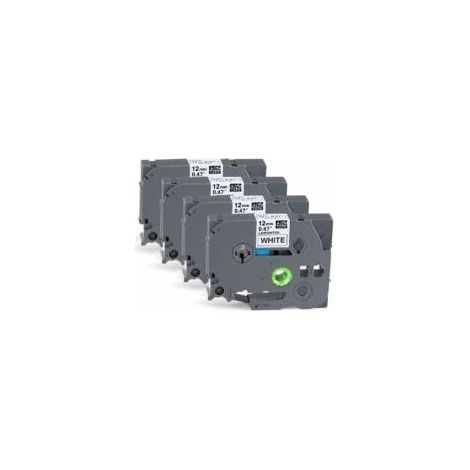 4 x Ruban Etiqueteuse Cassette Ruban pour étiqueteuse Noir sur Blanc 12mm x 8m,Compatible Brother P-Touch Étiqueteuses PT-E100 PT-E200 D200 D210 H100 P300BT 1010 1090 110CH 1230PC (1/5)