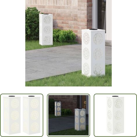 Wegeleuchten - Solar LED Weg Licht 2 pcs Weiß Kalt gewalzter Stahl (1/5)