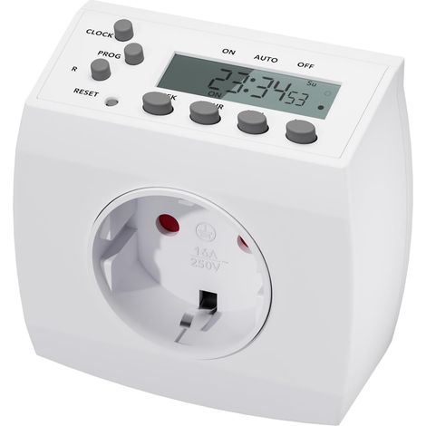 Minuterie numérique hebdomadaire - Prise murale - Écran LCD - Minuterie programmable - 8 programmes de commutation configurables - 16 A / 3680 W