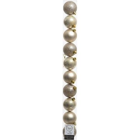 Decoris Box 10 Unbreakable Pearl Christmas Balls 6 cm - Glossy, Matte, and Glitter Finish