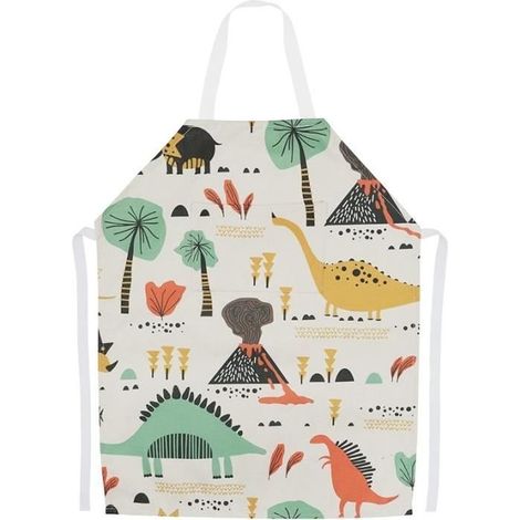Tablier Cuisine Enfant Garcons Filles, Tablier Peinture avec Poche, Tabliers Jardinage de Chef Dinosaure (1/4)