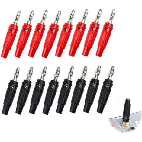 Fiches bananes 4mm 16 pièces, prise fiche banane mâle 4mm rouge noir, fiches banane HiFi haut-parleur DIN, jack 6.35, fiche banane femelle, connecteur pour AV-Receiver et enceintes (1/5)