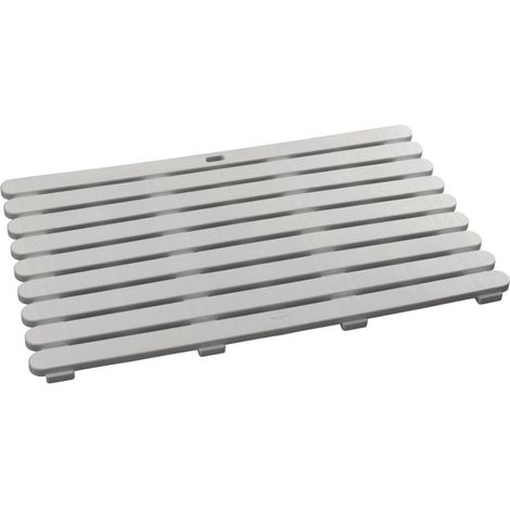 Tapis de douche antidérapant beige 80x50 cm – Caillebotis PVC intérieur et extérieur – Évacuation rapide de l'eau – Accessoire de salle de bain
