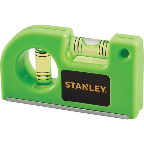 Stanley Hi Viz Green Pocket Magnetic Spirit Level 85mm 2 Vial Level STA042130 (1/2)