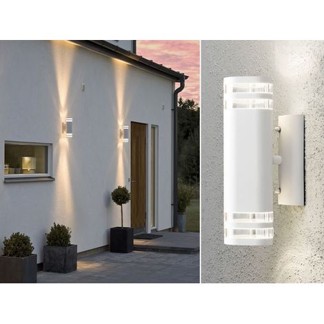 2er-Set Up-Down Wandleuchte MODENA Aluminium weiß, GU10, Höhe 28,5 cm, IP44 (1/5)