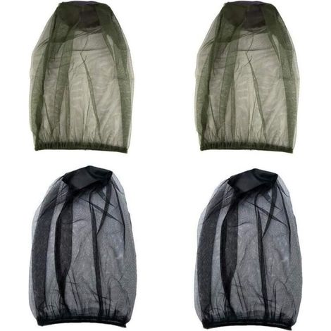 Lot de 4 moustiquaires, protège-cou, filet facial, housse de masque, housse en maille pour insectes et mouches, équipement de pêche en plein air.