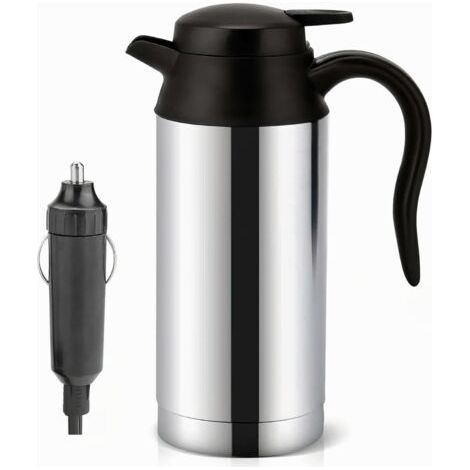 Bouilloire de voiture en acier inoxydable, 750 ml 12 V bouilloire électrique de voiture en acier inoxydable portable, tasse à café de voiture avec chargeur allume-cigare (1/5)