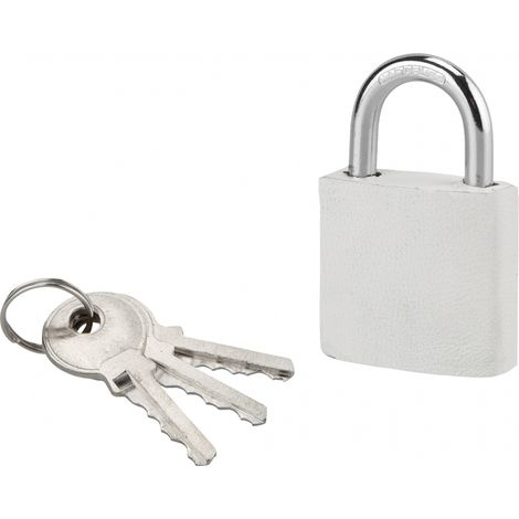 THIRARD - Cadenas à clé Fashion Leather, acier, intérieur, anse acier, 30mm, blanc, 3 clés - THIRARD