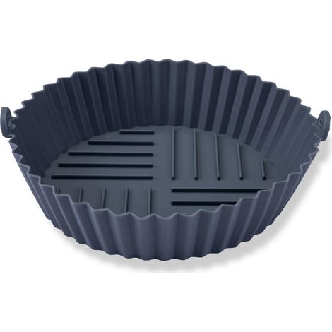 Moule de friteuse à air rond en silicone 15 cm, plaque de cuisson réutilisable antiadhésif, jusqu'à 230 °C, poignées pour four à micro-ondes, friteuse à air et lave-vaisselle