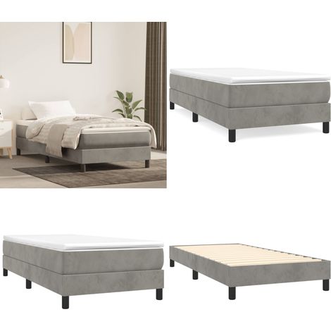 Bettgestell ohne Matratze Hellgrau 100x200 cm Samt - Samt Bettgestell - Doppelbett - Boxspringbett - Bettgestell Hellgrau - Bettgestell Mit Lattenrost - Home & Living (1/5)