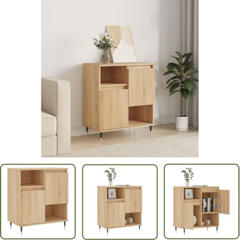 The Living Store Buffet Chêne sonoma 60x35x70 cm Bois d'ingénierie - Buffet - Meuble De Rangement - Commode - Mobilier - Décoration Intérieure (1/5)