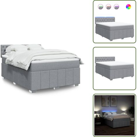 Boxspringbett mit Matratze Hellgrau 140x200 cm Stoff - Boxspringbett - Boxspringbetten - Bett - Bettgestell (1/5)