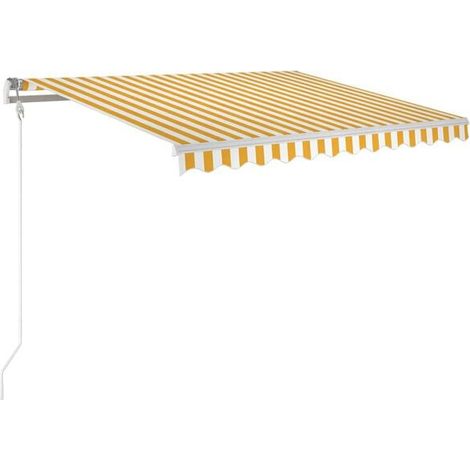Store banne rétractable automatique 300 x 250 cm jaune et blanc (1/5)