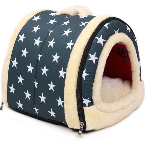 Nido y sofá cama para mascotas, casita plegable para perros y gatos, colchón de invierno suave y antideslizante (M, Azul) 45 x 35 x 35 cm (1/5)