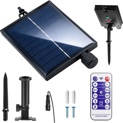 Boîte de Contrôle de Guirlande Lumineuse Solaire, Contrôleur Étanche avec Panneau Polysilicium 4,5V 1,2W, 8 Modes d’Éclairage, Luminosité Réglable, avec Télécommande, pour Extérieur (1/5)