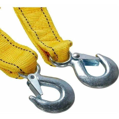 Hochleistungs-Abschleppseil mit Sicherheitshaken, Polyester-Abschleppseil, Zugseil, gelb, 4 Meter, 5 Tonnen (1/5)