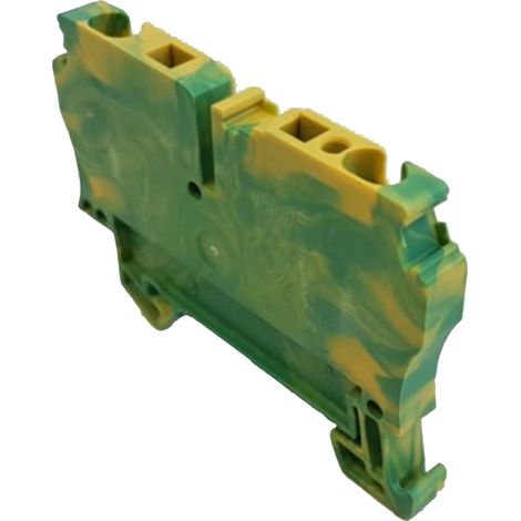 Bloc de mise à la terre WDK 2.5PE double étage, 4 voies , raccordement A visser, 26  12 AWG, Gris, jaune ( Prix pour Paquet de 5 )