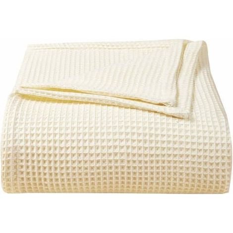 Couverture pour berceau bébé - maille gaufrée - 100 % coton - 70 x 110 cm - couverture en maille gaufrée - tissu en maille gaufrée - jaune clair (1/5)