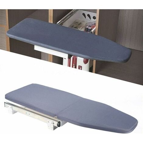 180° Extendable Ironing Board - Medium-Sized Folding Ironing Board, Drawer Storage for Wardrobe, Push & Pull Rotating Ironing Board, Grey